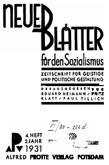 Titel Neue Bl&auml;tter f&uuml;r den Sozialismus